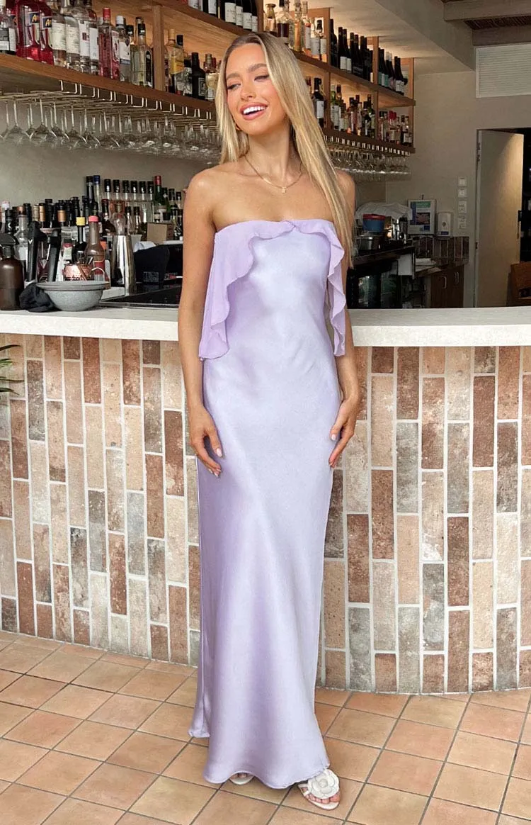 Faylinn Purple Strapless Maxi Dress sold by Beginning Boutique