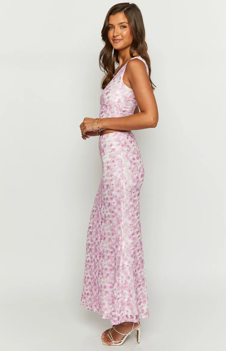Peony Paradise Pink Lace Maxi Skirt sold by Beginning Boutique product image thumbnail 4