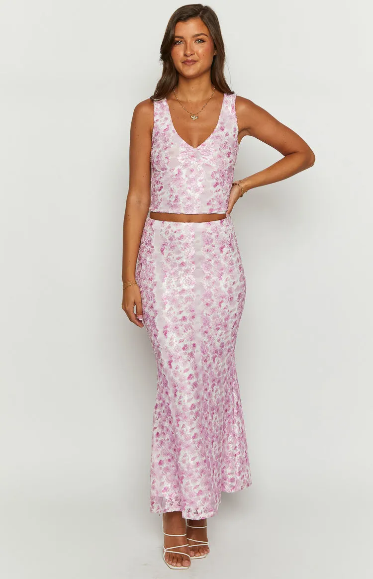 Peony Paradise Pink Lace Maxi Skirt sold by Beginning Boutique product image thumbnail 3