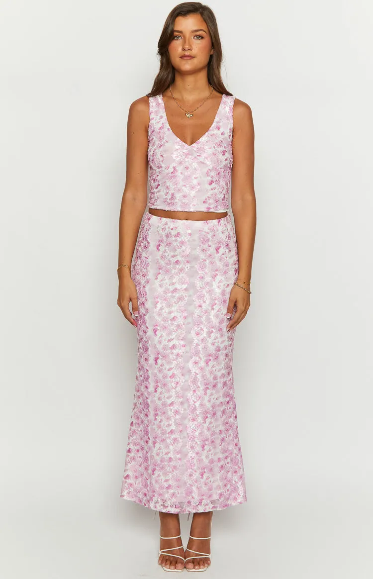 Peony Paradise Pink Lace Maxi Skirt sold by Beginning Boutique product image thumbnail 2