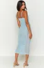 Andrea Blue Ruched Sheer Midi Dress sold by Beginning Boutique