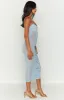 Andrea Blue Ruched Sheer Midi Dress sold by Beginning Boutique