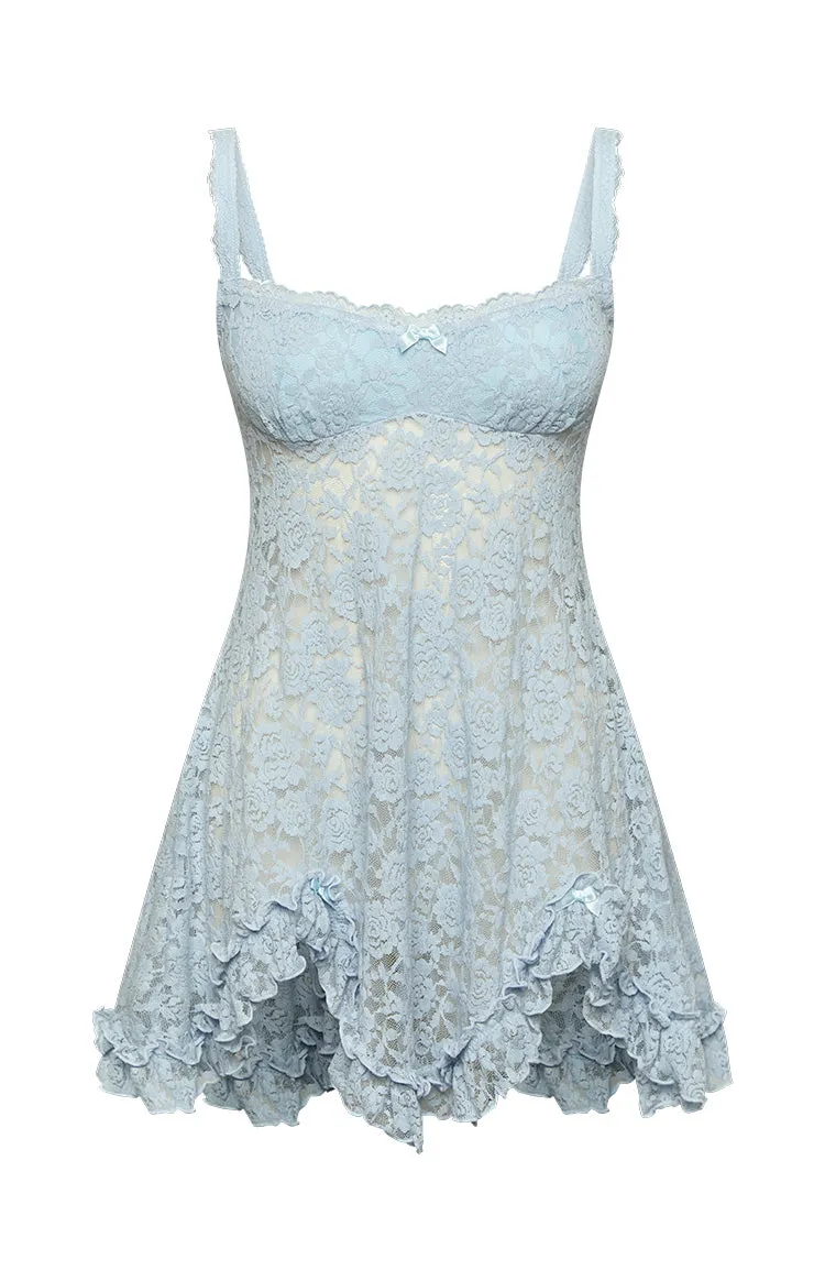 All Mine Blue Lace Mini Dress sold by Beginning Boutique product image thumbnail 5