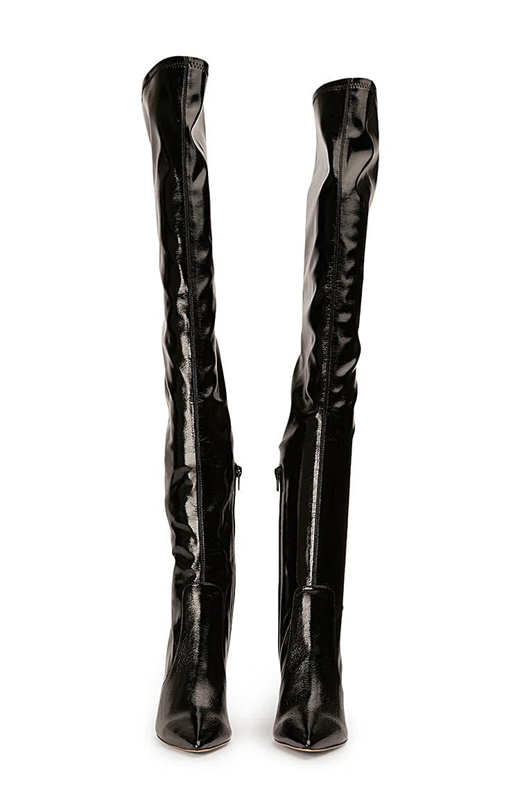 Tony Bianco Avah Black Crinkle Patent Knee High Boots sold by Beginning Boutique product image thumbnail 2