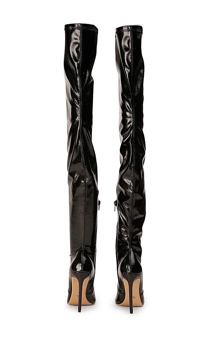 Tony Bianco Avah Black Crinkle Patent Knee High Boots sold by Beginning Boutique product image thumbnail 3