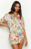 Resort Summer Print Satin Shirt sold by Beginning Boutique
