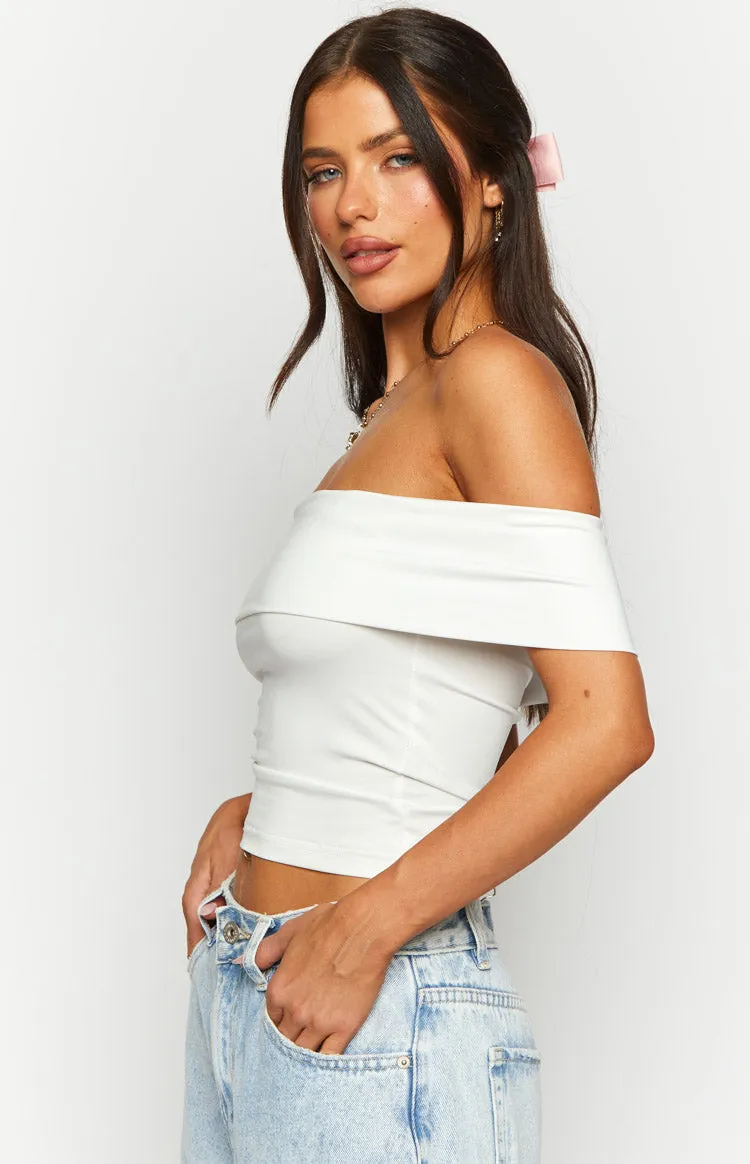 Paige Off Shoulder White Top sold by Beginning Boutique product image thumbnail 4