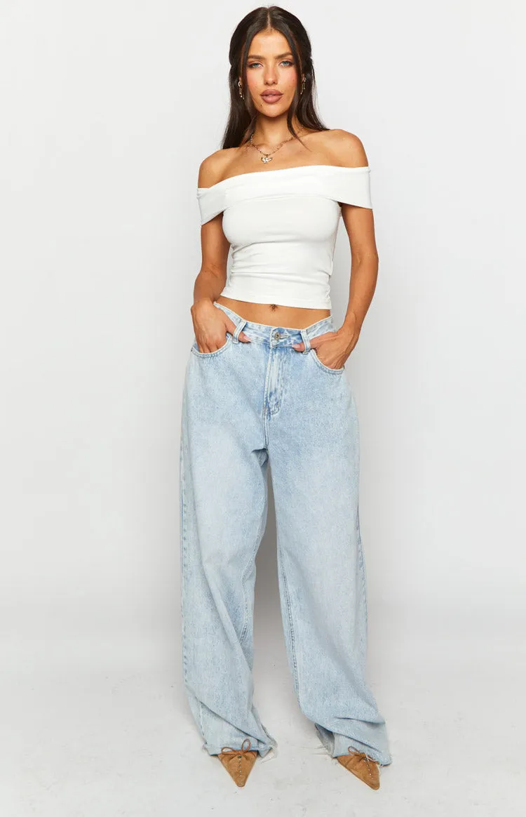 Paige Off Shoulder White Top sold by Beginning Boutique product image thumbnail 2