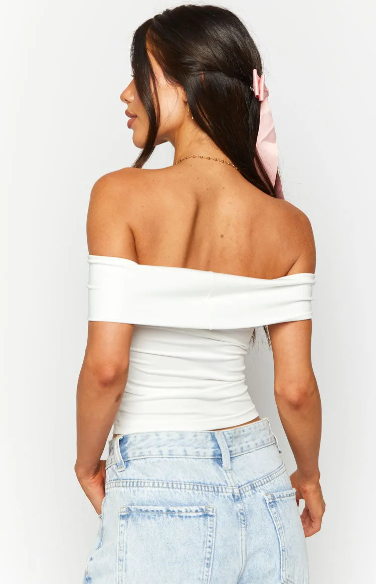 Paige Off Shoulder White Top sold by Beginning Boutique product image thumbnail 5