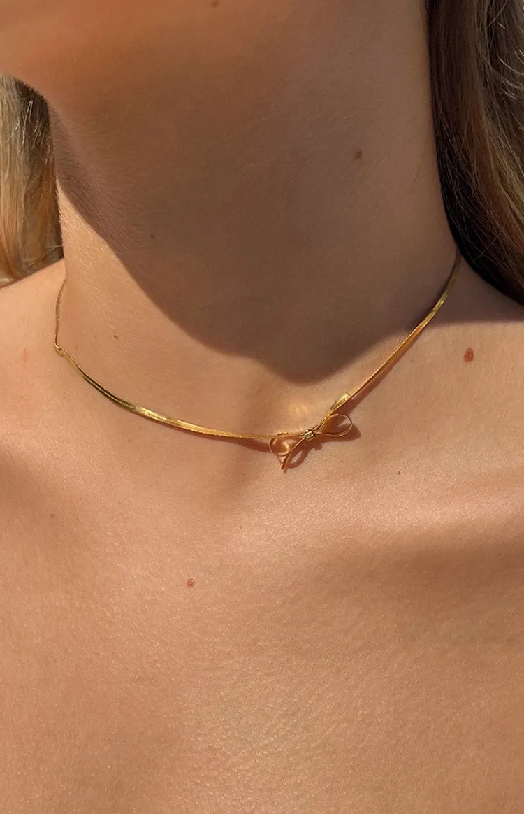 Brylee Gold Bowknot Pendant Necklace sold by Beginning Boutique product image thumbnail 3