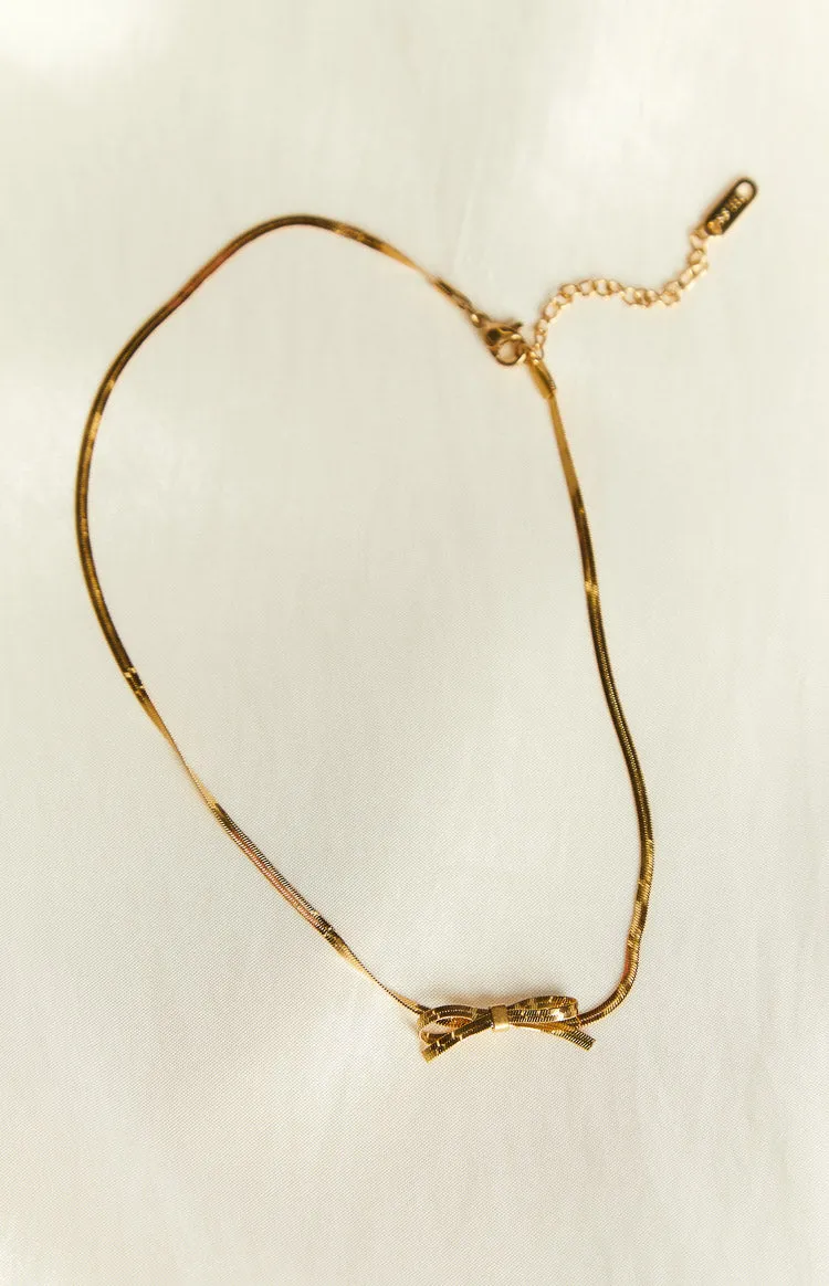 Brylee Gold Bowknot Pendant Necklace sold by Beginning Boutique product image thumbnail 2