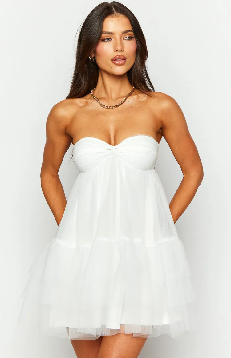 Amba White Strapless Mini Dress sold by Beginning Boutique
