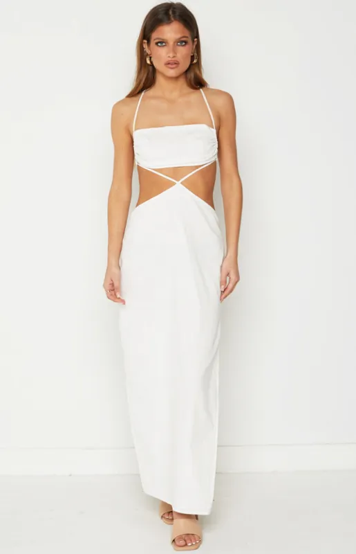 Mimi White Midi Dress sold by Beginning Boutique