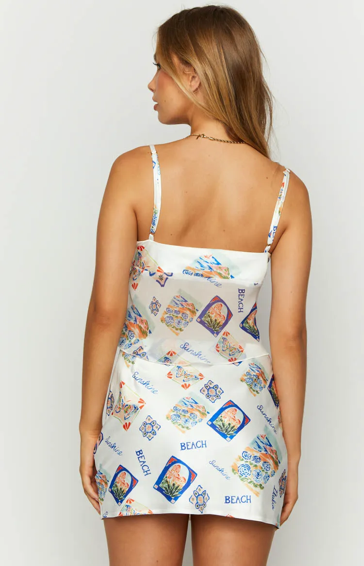 Kyrah White Satin Italia Print Crop Top sold by Beginning Boutique product image thumbnail 5