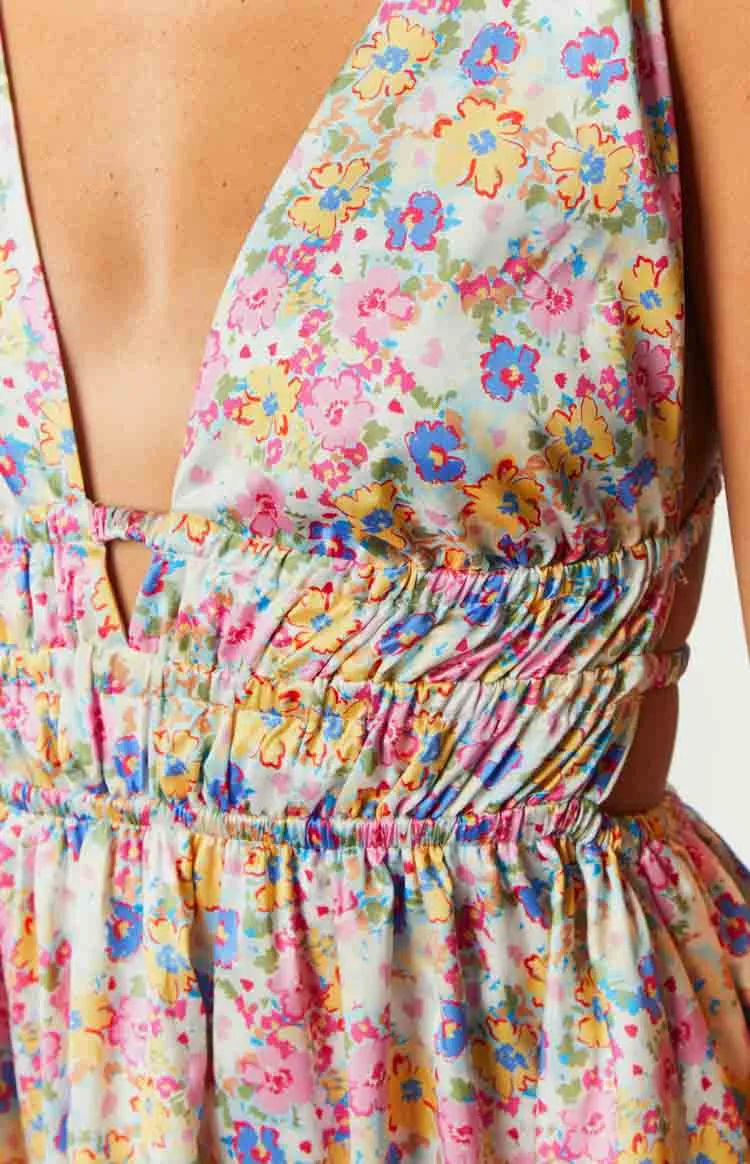 Genovia Floral Print Pink Mini Dress sold by Beginning Boutique product image thumbnail 5