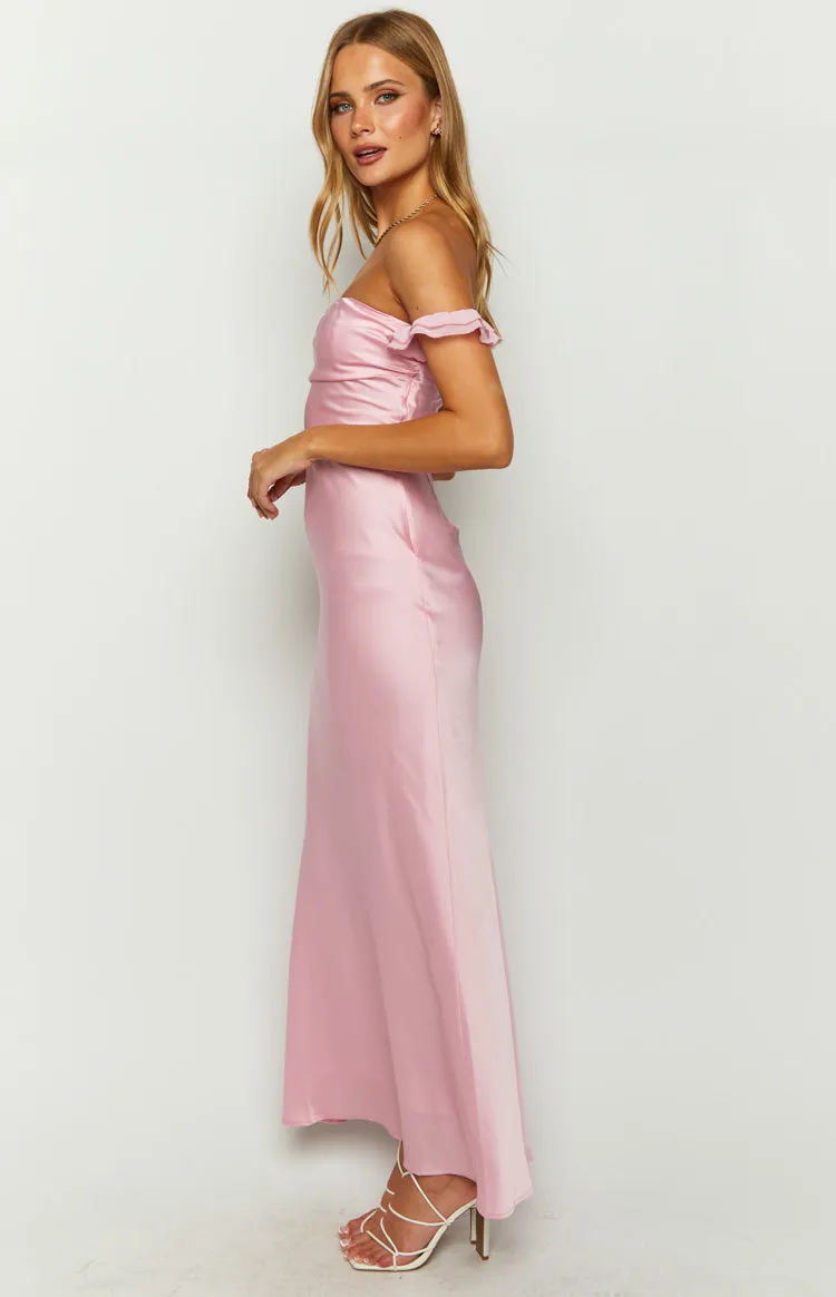 Elvira Pink Satin Formal Maxi Dress sold by Beginning Boutique product image thumbnail 4