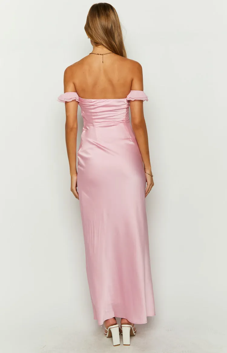 Elvira Pink Satin Formal Maxi Dress sold by Beginning Boutique product image thumbnail 5