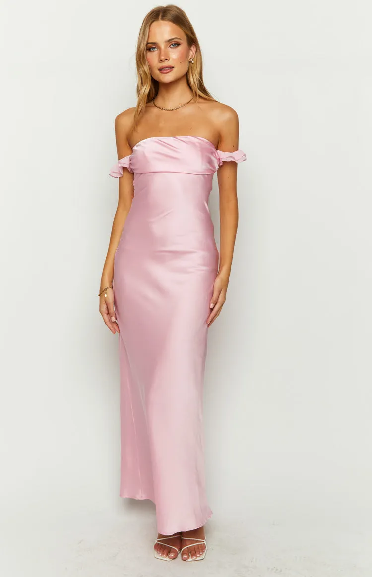 Elvira Pink Satin Formal Maxi Dress sold by Beginning Boutique product image thumbnail 2