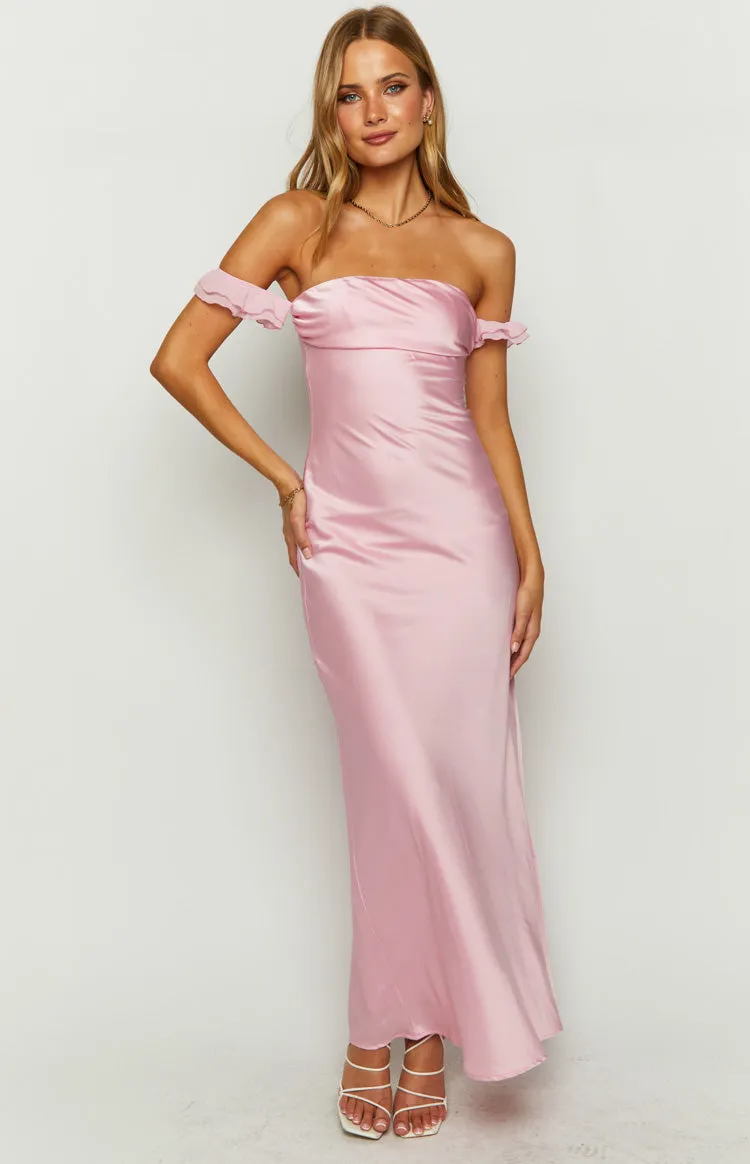 Elvira Pink Satin Formal Maxi Dress sold by Beginning Boutique product image thumbnail 3