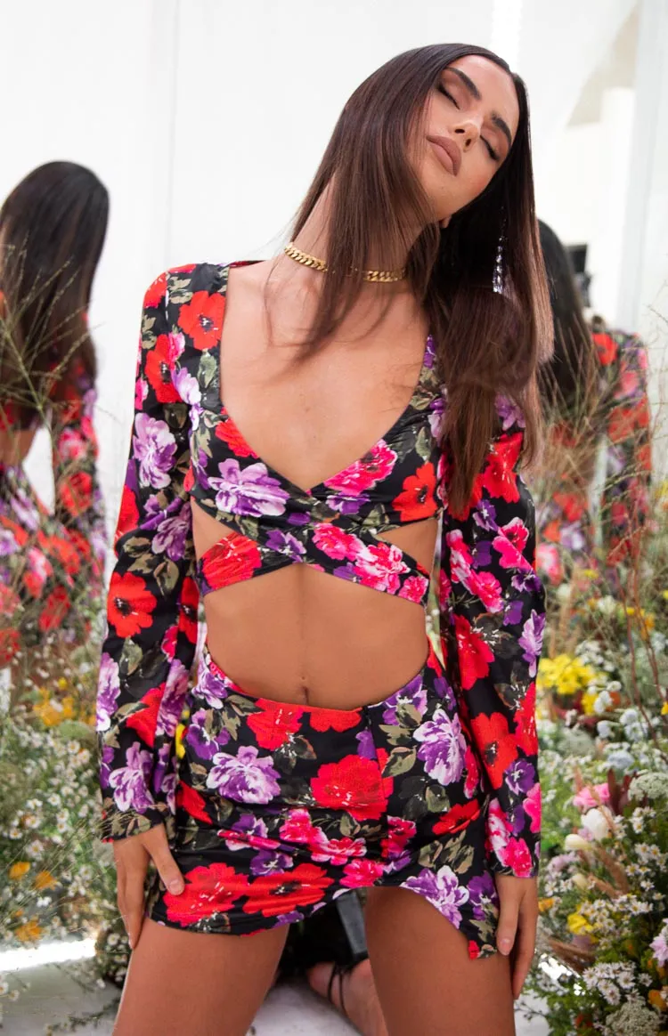 Clea Red Floral Mini Skirt sold by Beginning Boutique product image thumbnail 3