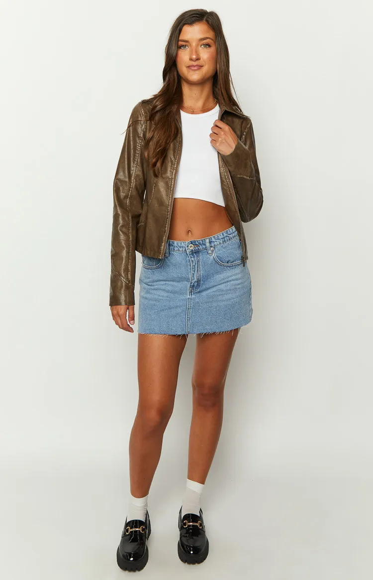 Street Style Brown PU Jacket sold by Beginning Boutique product image thumbnail 2