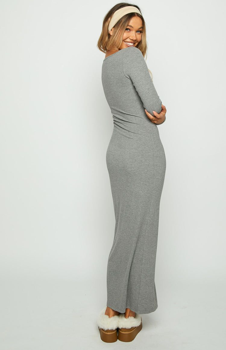 Lily Grey Long Sleeve Maxi Dress sold by Beginning Boutique product image thumbnail 4