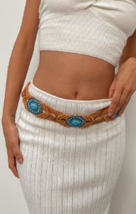 Bonnie Brown Braided Belt sold by Beginning Boutique