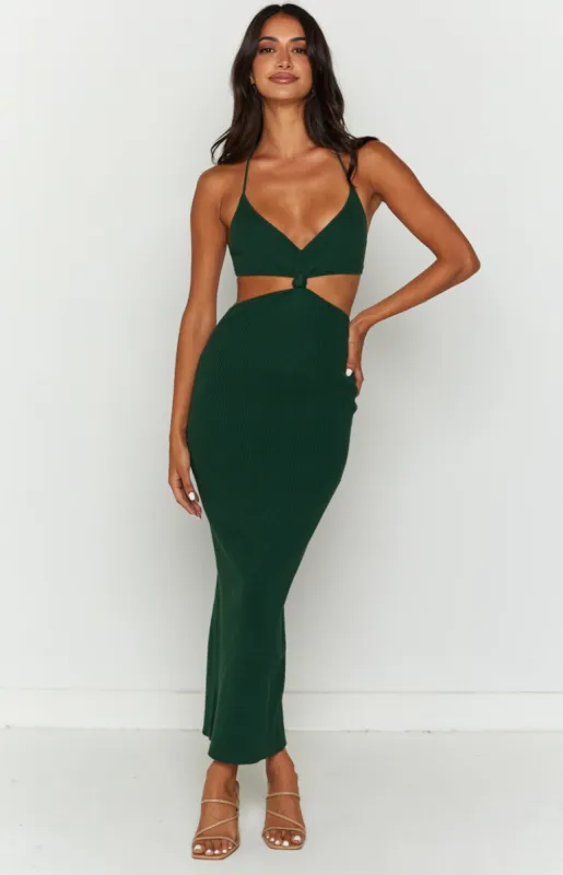 Taya Green Lace Up Maxi Knit Dress sold by Beginning Boutique