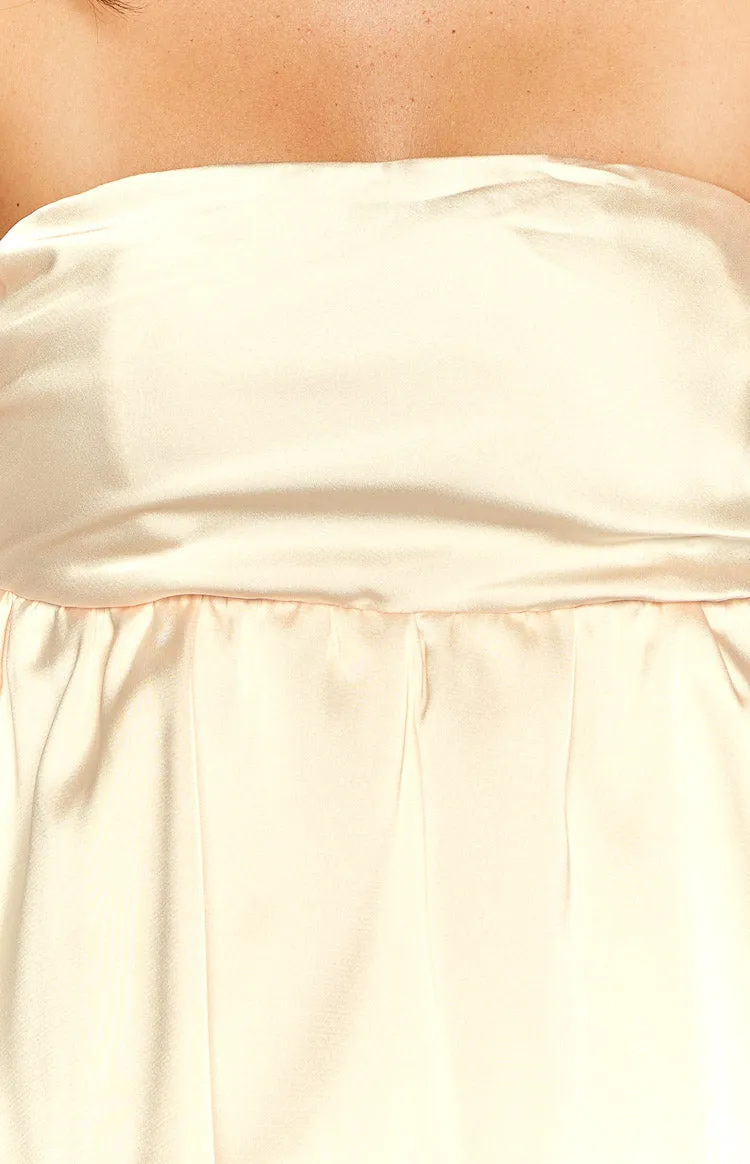 Jamie Cream Satin Strapless Mini Dress sold by Beginning Boutique product image thumbnail 5