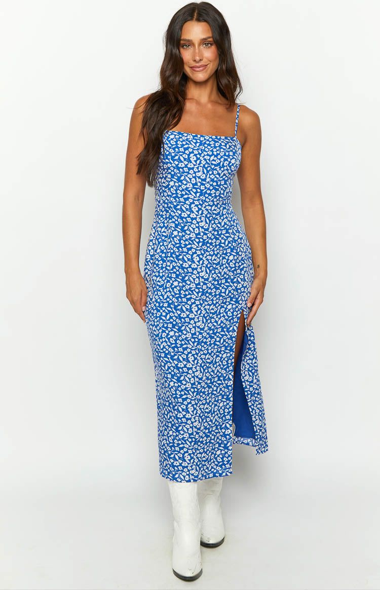 Matilda Blue Floral Midi Dress sold by Beginning Boutique product image thumbnail 2