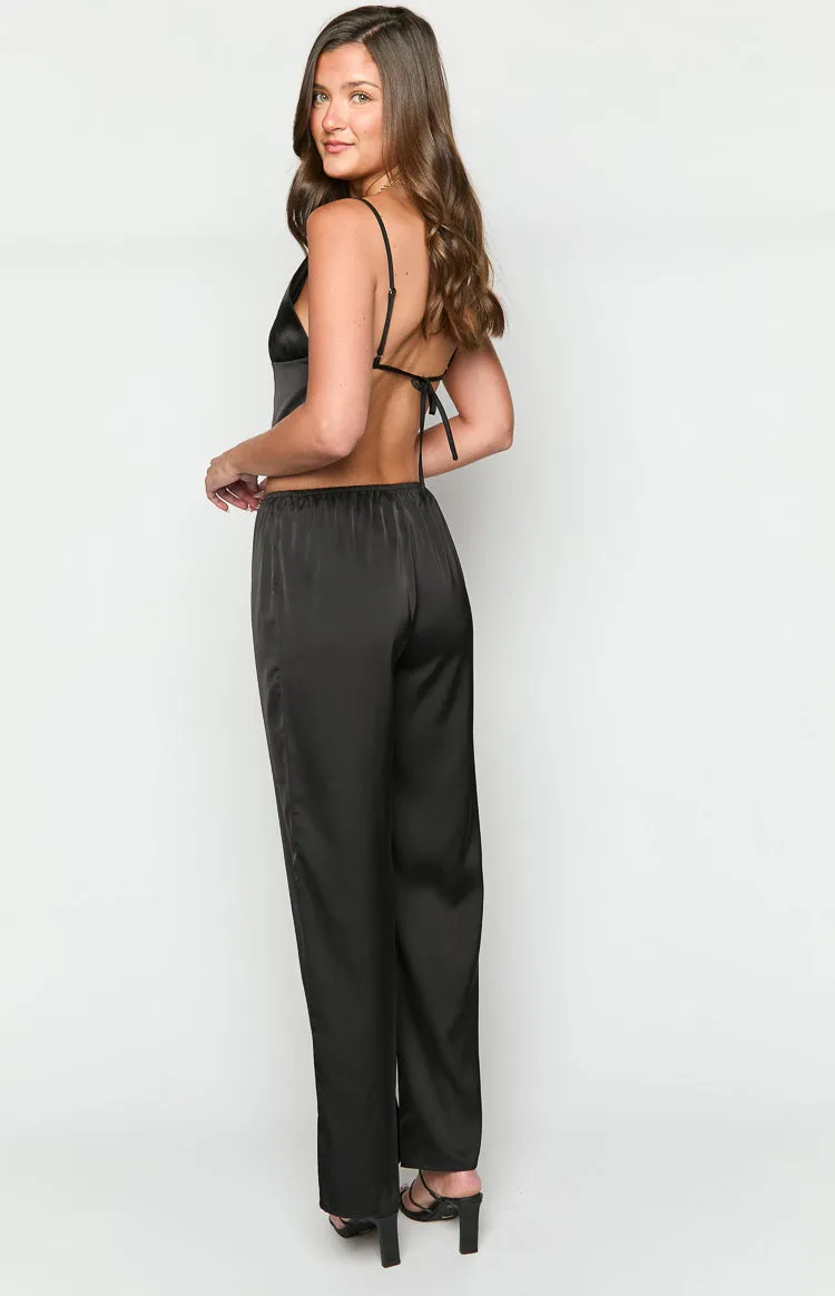 Bridget Black Satin Pants sold by Beginning Boutique product image thumbnail 5