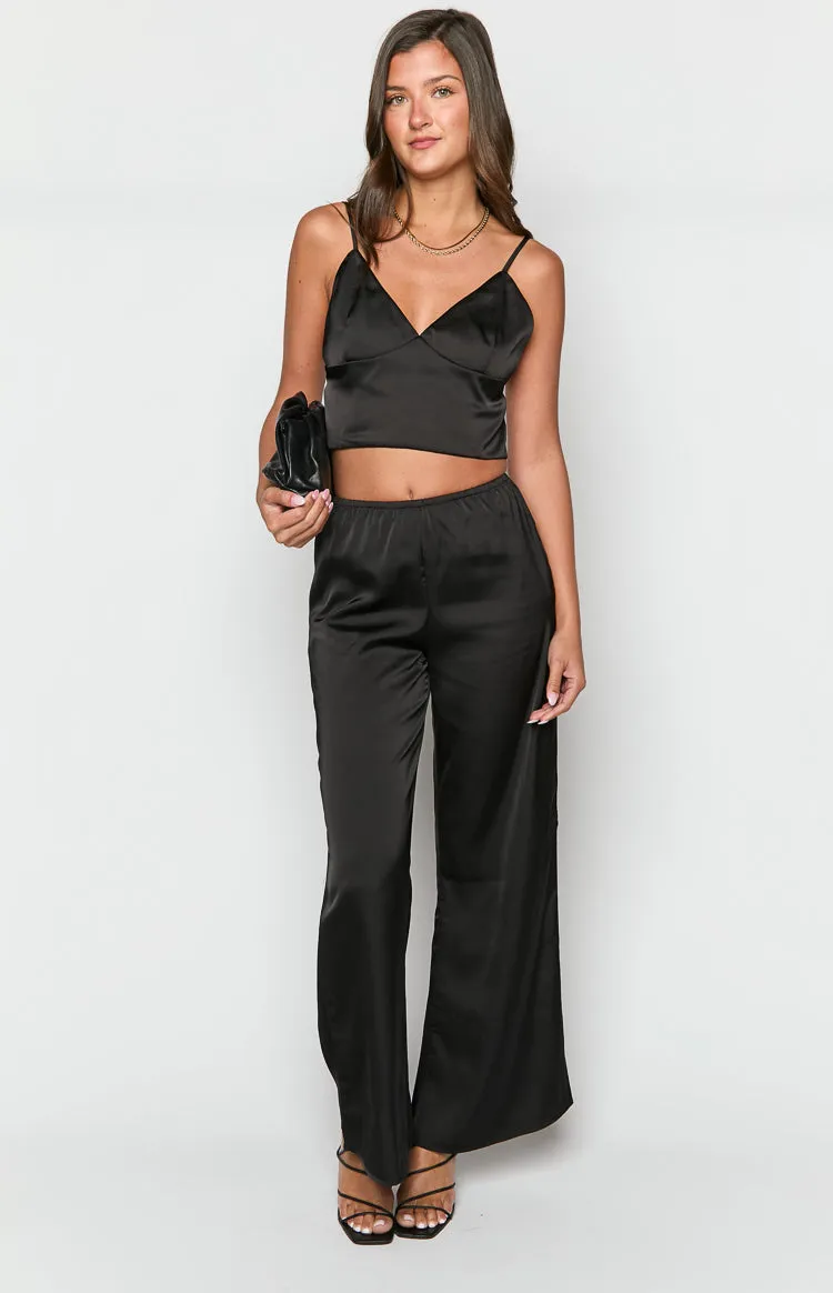Bridget Black Satin Pants sold by Beginning Boutique product image thumbnail 3
