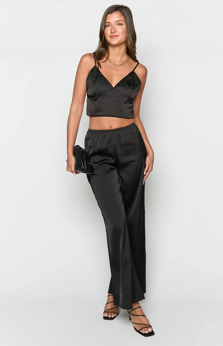 Bridget Black Satin Pants sold by Beginning Boutique product image thumbnail 2