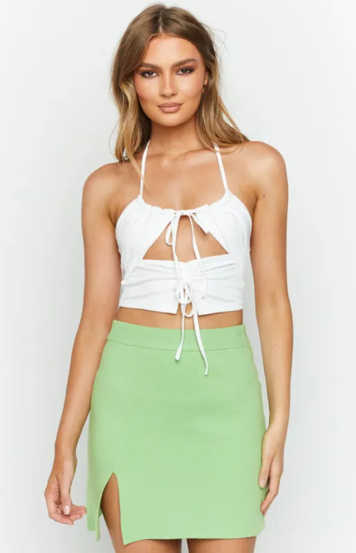 Tina White Halter Crop Top sold by Beginning Boutique