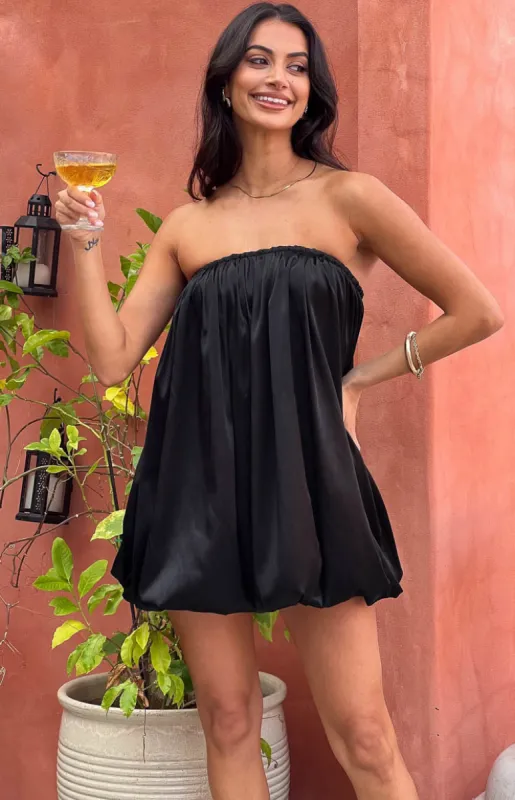 Miki Black Strapless Mini Dress sold by Beginning Boutique