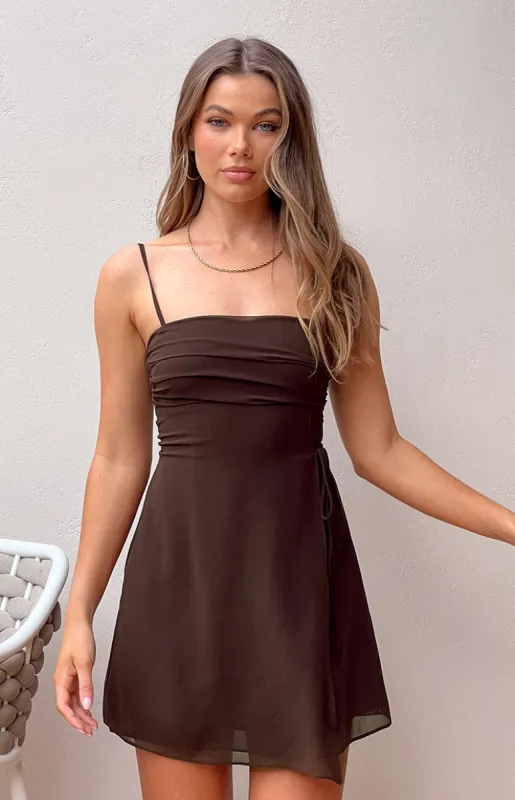 Trinin Brown Mini Dress sold by Beginning Boutique