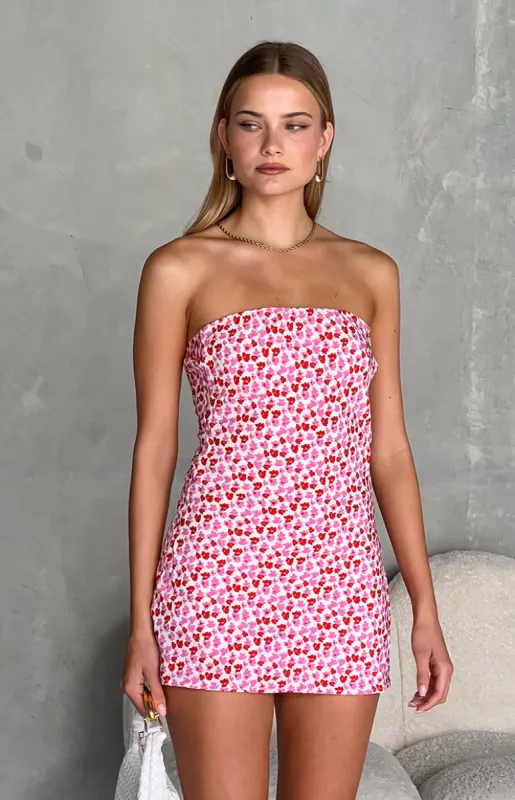 Ellie Pink And Red Speckled Mini Dress sold by Beginning Boutique