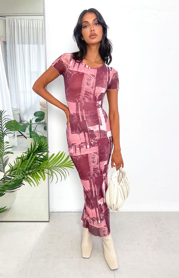 Auli Mesh Printed Midi Dress sold by Beginning Boutique