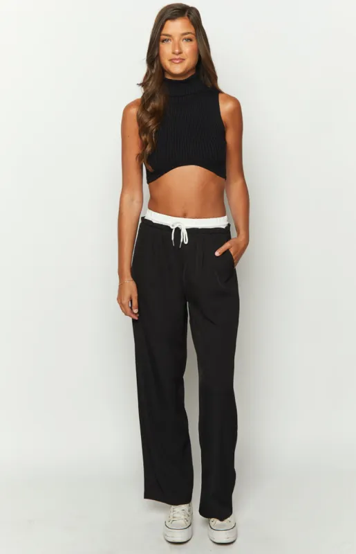Sable Black Contrast Waistband Pants sold by Beginning Boutique
