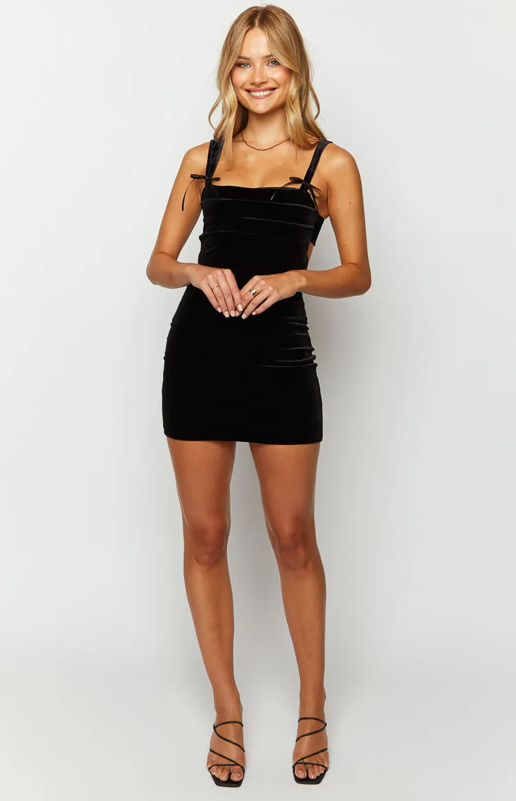 Erica Black Velvet Mini Dress sold by Beginning Boutique product image thumbnail 2