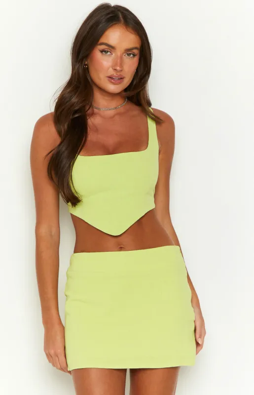 Zendaya Lime Corset Top sold by Beginning Boutique