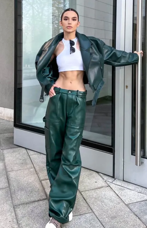 Lioness Miami Vice Moss PU Pants sold by Beginning Boutique