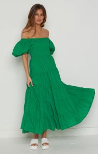 Mayfair Green Midi Dress sold by Beginning Boutique