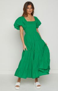 Mayfair Green Midi Dress sold by Beginning Boutique