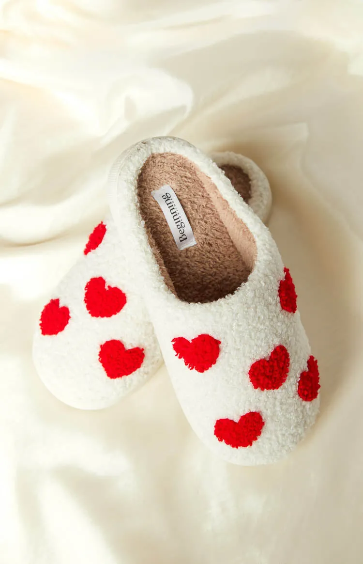 Sweetheart Sole White Love Heart Slippers sold by Beginning Boutique