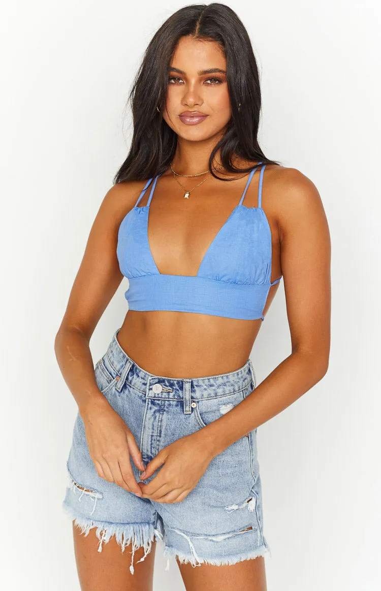 Believe Blue Crop Top sold by Beginning Boutique