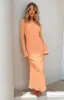 Looking For Love Orange Long Sleeve Midi Dress sold by Beginning Boutique