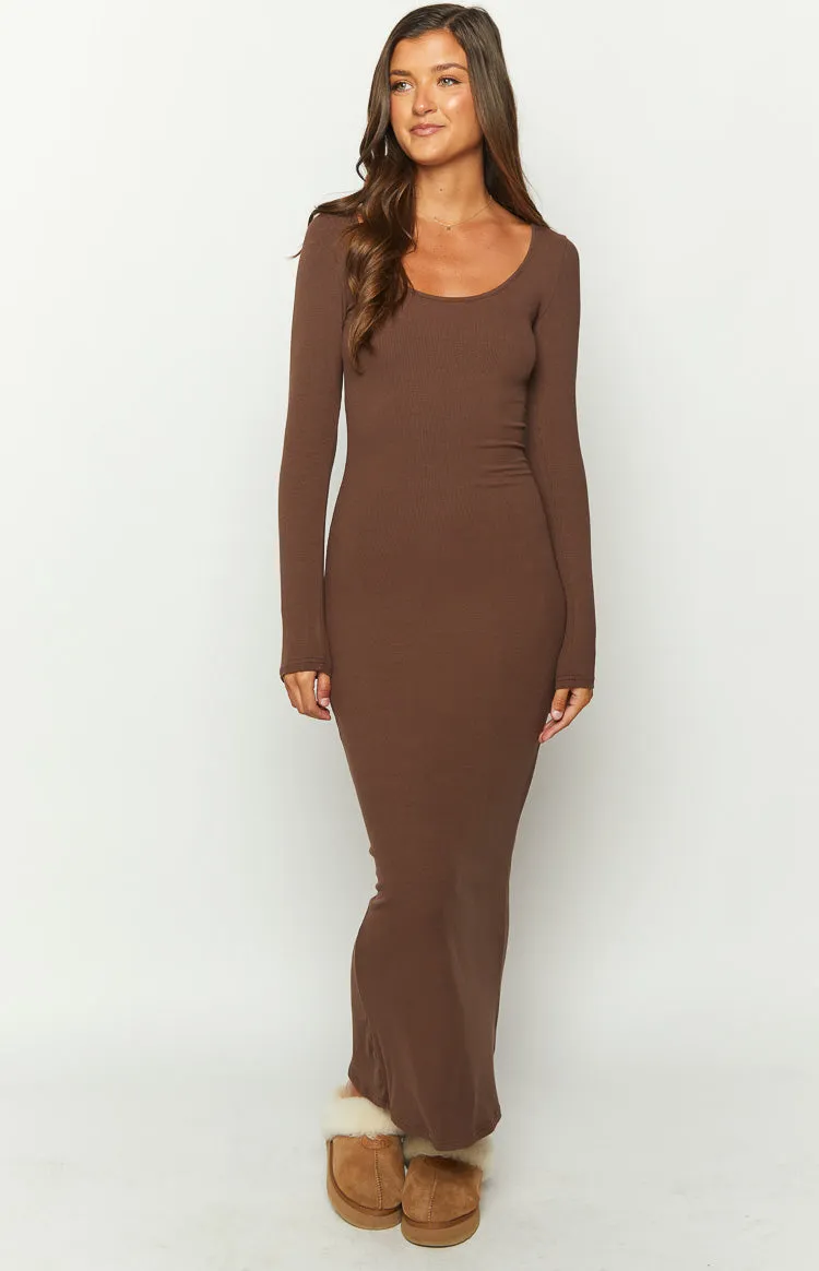 Lily Brown Long Sleeve Maxi Dress sold by Beginning Boutique product image thumbnail 3