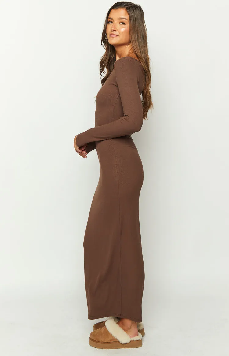 Lily Brown Long Sleeve Maxi Dress sold by Beginning Boutique product image thumbnail 4