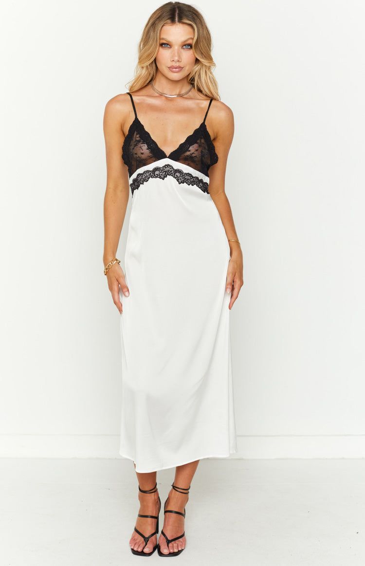 Lioness Le Paris Floral White Lace Midi Dress sold by Beginning Boutique product image thumbnail 2